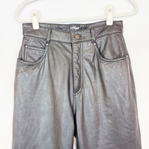 Wilsons Leather Pants Women's 10 Black Raw Hem High Rise - Picture 2 of 15